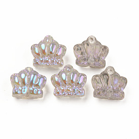 Electroplate Transparent Glass Beads, AB Color Half Plated, Crown
