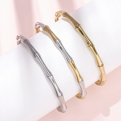 304 из нержавеющей стали манжеты браслеты, бамбуковые браслеты для женщин