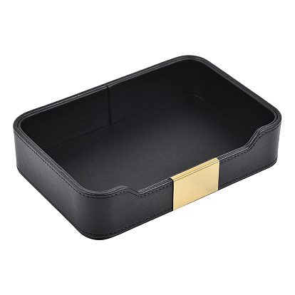 Подставка для ювелирных изделий из искусственной кожи, лоток для хранения органайзера для косметики, с железной фурнитурой, прямоугольные, золотые