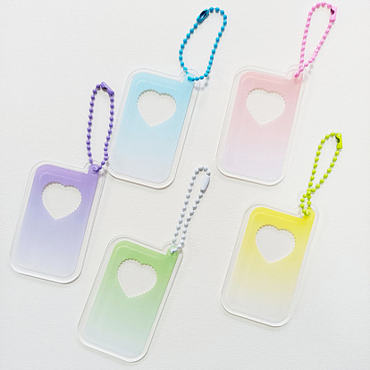 Gradient Acrylic Disc Pendant Decoration, with Ball Chains, for DIY Keychain Pendant Ornaments, Mobile Phone Shape