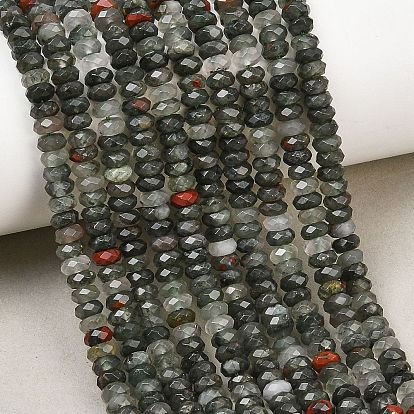 Natural African Bloodstone Beads Strands, Faceted Rondelle