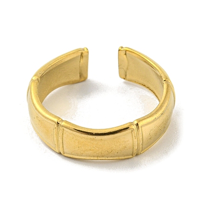 304 Stainless Steel Open Cuff Ring, Bamboo