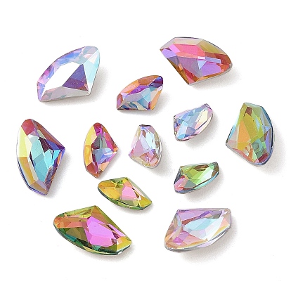 Cabujones de diamantes de imitación de cristal, espalda y espalda planas, facetados, hacha