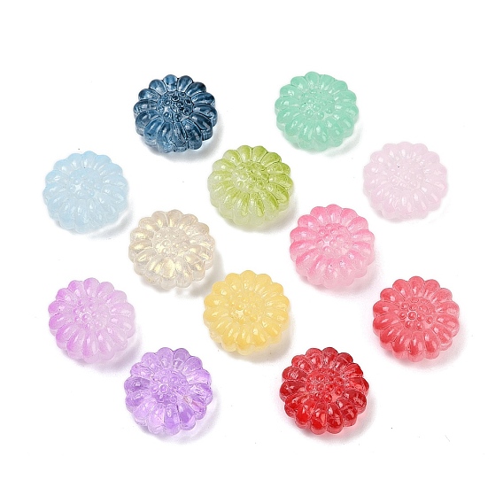 Прозрачные стеклянные бусины, цветы, спекающийся лак