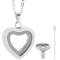 1Ожерелье-подвеска в форме сердца из нержавеющей стали для урны с прахом, с 1шт. 304 мини-воронкой из нержавеющей стали