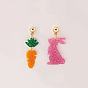 Пасхальные акриловые серьги-подвески, кролик и морковь, золотые, слева и справа