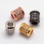 Brass Micro Pave Cubic Zirconia Beads, Column, Lead Free & Nickel Free