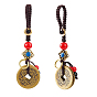 2 шт. латунные монеты подвесные украшения, с полиэстеровым шнуром и фурнитурой из сплава и акрила