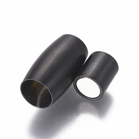 304 fermoirs magnétiques en acier inoxydable avec extrémités à coller, givré, ovale
