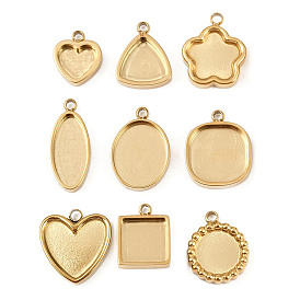 304 Настройки кабошон из нержавеющей стали кулон, ионное покрытие (ip), реальный 18 k позолоченный