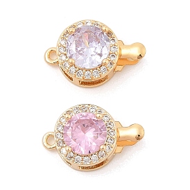 Латунные микро проложить кубического циркония ящик с застежками, со стеклом, плоско-круглые, реальный 18 k позолоченный