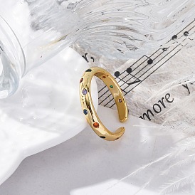 Кольца-манжеты из латуни с микропаве из кубического циркония для женщин, долговечный, стойки покрытие, без свинца и без кадмия