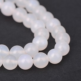 Naturelles blanches et rondes en agate perles brins