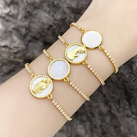Minimalist and Fashionable Mary Bracelet with Shell and Zircon Stones