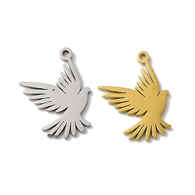 5Pcs 201 Stainless Steel Pendants, Laser Cut, Bird Charm