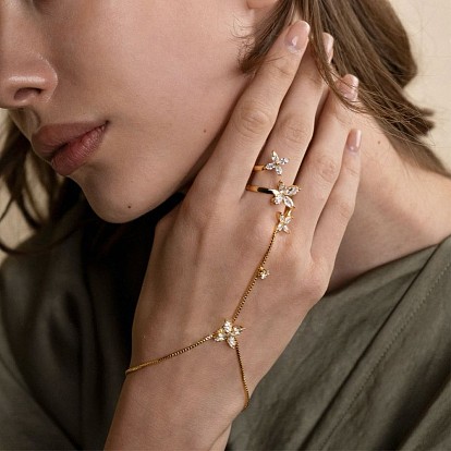 Armbänder aus Legierung, Kristall und Strass mit Handkette für Damen