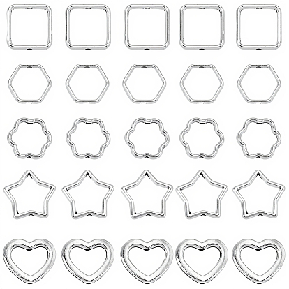 150шт 5 стили сплав бусины рамка, для изготовления ювелирных изделий, платина, без кадмия и без свинца