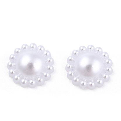 ABS Plastic Imitation Pearl Cabochons, Flower