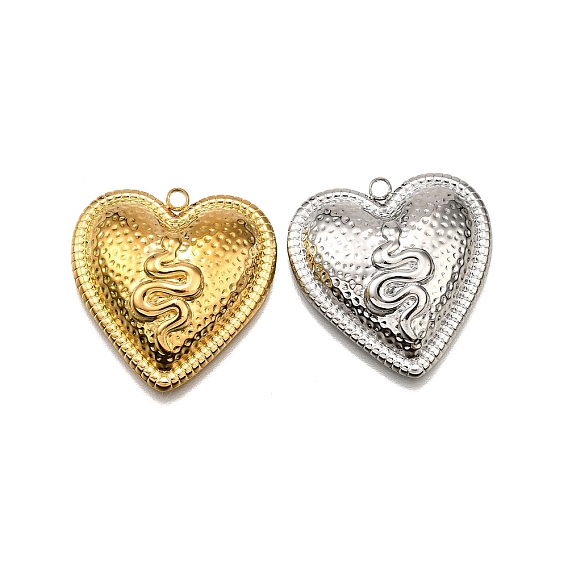 304 подвески из нержавеющей стали, сердце со змеиным шармом