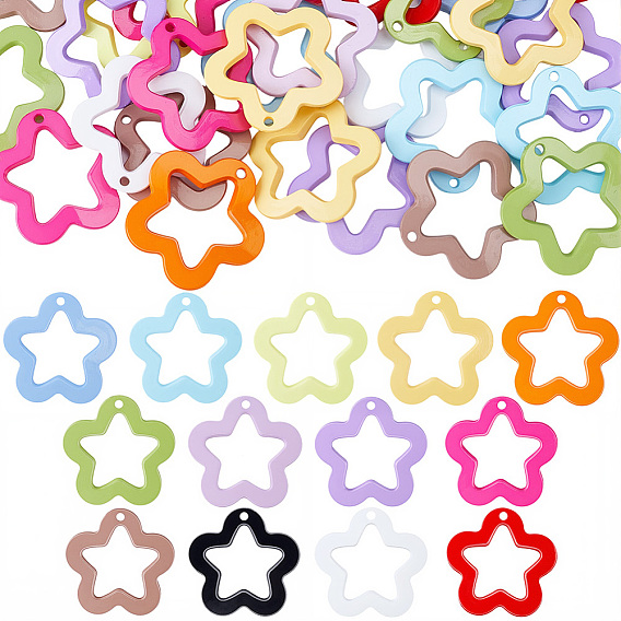 45Pcs Opaque Acrylic Pendants, Star Charms