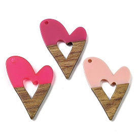 Подвески из смолы и ореха, сердце