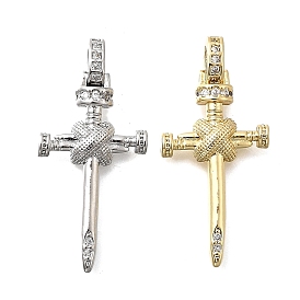 Латунные микро проложить кубического циркония подвески, крест с гвоздями-амулетами