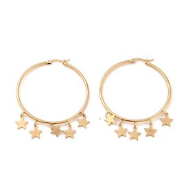 Вакуумное покрытие pvd 201 серьги-кольца из нержавеющей стали в форме звезды с 304 булавкой из нержавеющей стали для женщин