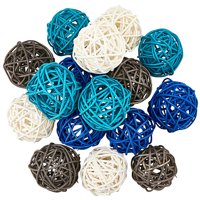 16Pcs 4 Colors Wicker Rattan Balls, Decorative Orbs Vase Fillers, for Craft, Party, Wedding Decoration