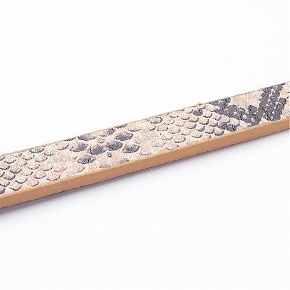 PU Leather Cord, Imitation Snake Skin, 10x2mm, about 1.31 yards( 1.2m)/strand