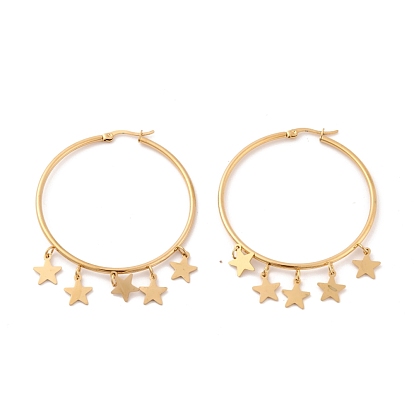 Вакуумное покрытие pvd 201 серьги-кольца из нержавеющей стали в форме звезды с 304 булавкой из нержавеющей стали для женщин