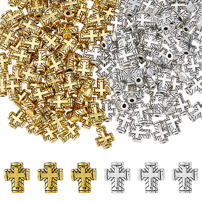 160 шт 2 цвета бусины из сплава тибетского стиля, крестик, без кадмия и без свинца
