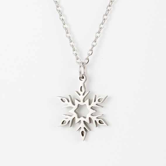 Snowflake Pendant Necklace - Simple, Fashionable, Minimalist, Stainless Steel Collarbone Chain.