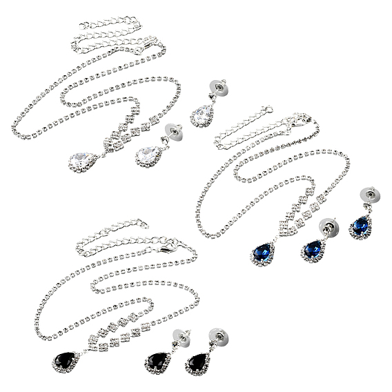 3 комплекты 3 комплекты из латунных подвесок со стразами и серег-гвоздиков, слеза