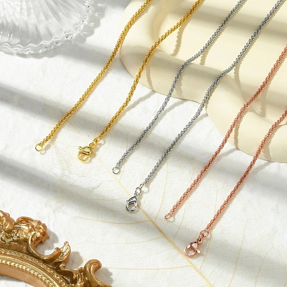 2мм стойка покрытие латунь пшеница цепи ожерелья для женщин мужчин, без кадмия и без свинца, 901 застежка из нержавеющей стали, долговечный