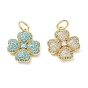 Brass Micro Pave Cubic Zirconia Pendants, Clover Charms, Long-Lasting Plated, Rack Plating, Lead Free & Cadmium Free, Real 18K Gold Plated