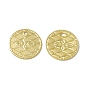 Rack Plating Brass Charms, Long-Lasting Plated, Cadmium Free & Nickel Free & Lead Free, Flat Round with Rhombus Pattern