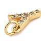 Brass Micro Pave Grade AAA Cubic Zirconia Charms, Letter Y, Cadmium Free & Nickel Free & Lead Free, Real 18K Gold Plated