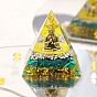 Orgonite Pyramid Resin Energy Generators, Reiki Natural & Synthetic Gemstone Chips and Buddha Inside for Home Office Desk Decoration