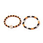 Halloween Skull & Pumpkin Jack-O'-Lantern Synthetic Turquoise(Dyed) Stretch Bracelets Sets, Acrylic Beaded Bracelets for Women