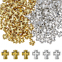 160Pcs 2 Colors Tibetan Style Alloy Beads, Cross, Cadmium Free & Lead Free