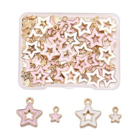 80Pcs 4 Styles Alloy Enamel Pendants, Star, Light Gold