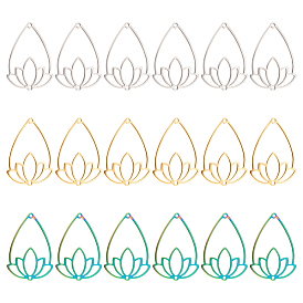 18шт 3 цвета 304 подвески из нержавеющей стали, слезинка с цветком