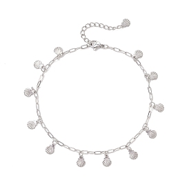 304 браслеты на ногу из нержавеющей стали в форме ракушки с кисточкой и скрепкой, не тускнеет