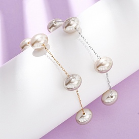 Браслеты из акриловых бусин с искусственным жемчугом, 304 Браслеты из нержавеющей стали с панцирной цепью для женщин