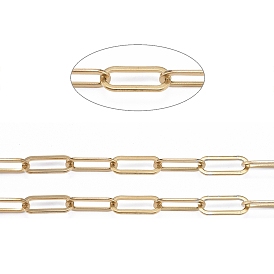 304 Stainless Steel Paperclip Chains, Drawn Elongated Cable Chains, Unwelded, with Spool