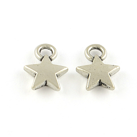 Encantos estrella de aleación de estilo tibetano, sin plomo y cadmio, 12x9x2 mm, Agujero: 2 mm, sobre 1810 unidades / 1000 g