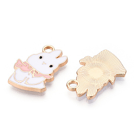 Подвески из эмали и сплава, без кадмия, без никеля и без свинца, золотой свет, кролик с плащом