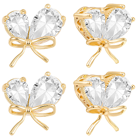 10 шт. латунных подвесок с микропаве из прозрачных кубических цирконий в форме капли, бабочки прелести