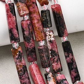 Природные родонит бисер нитей, колонка, с бисером