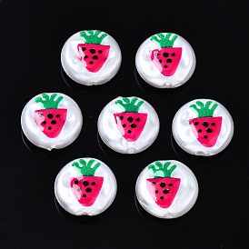 3d perles d'imitation en plastique ABS imprimées, plat rond à la fraise